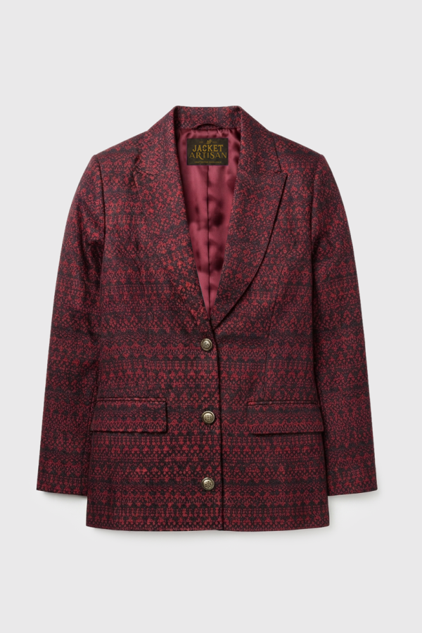 Women's Scarlet Patterned Blazer Front View
