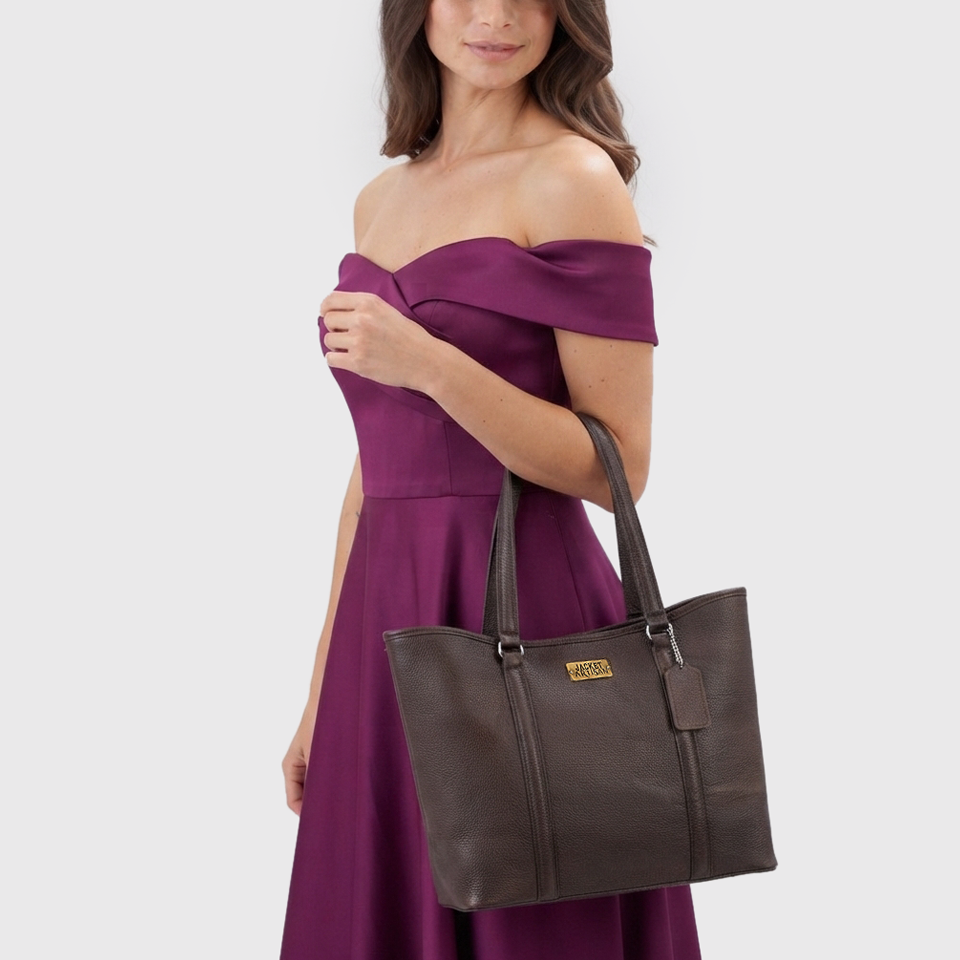 Dark Brown Tote Handbag Hand Bag View