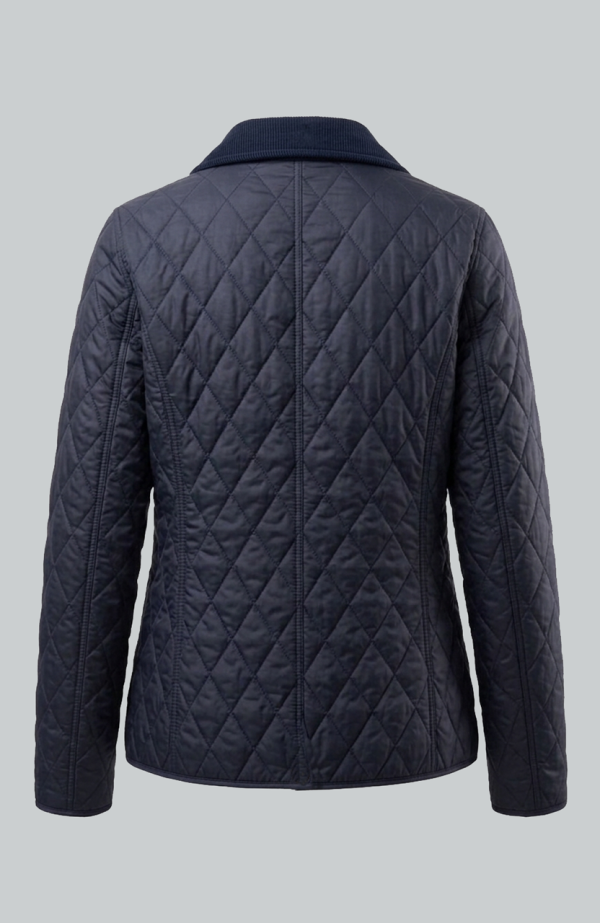 Quilted Blue Jacket With Button Closure For Women
