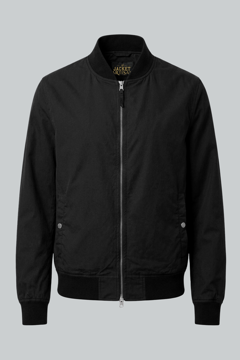 Men Classic Black Zip-Up Bomber Jacket Men Classic Black Zip-Up Bomber Jacket