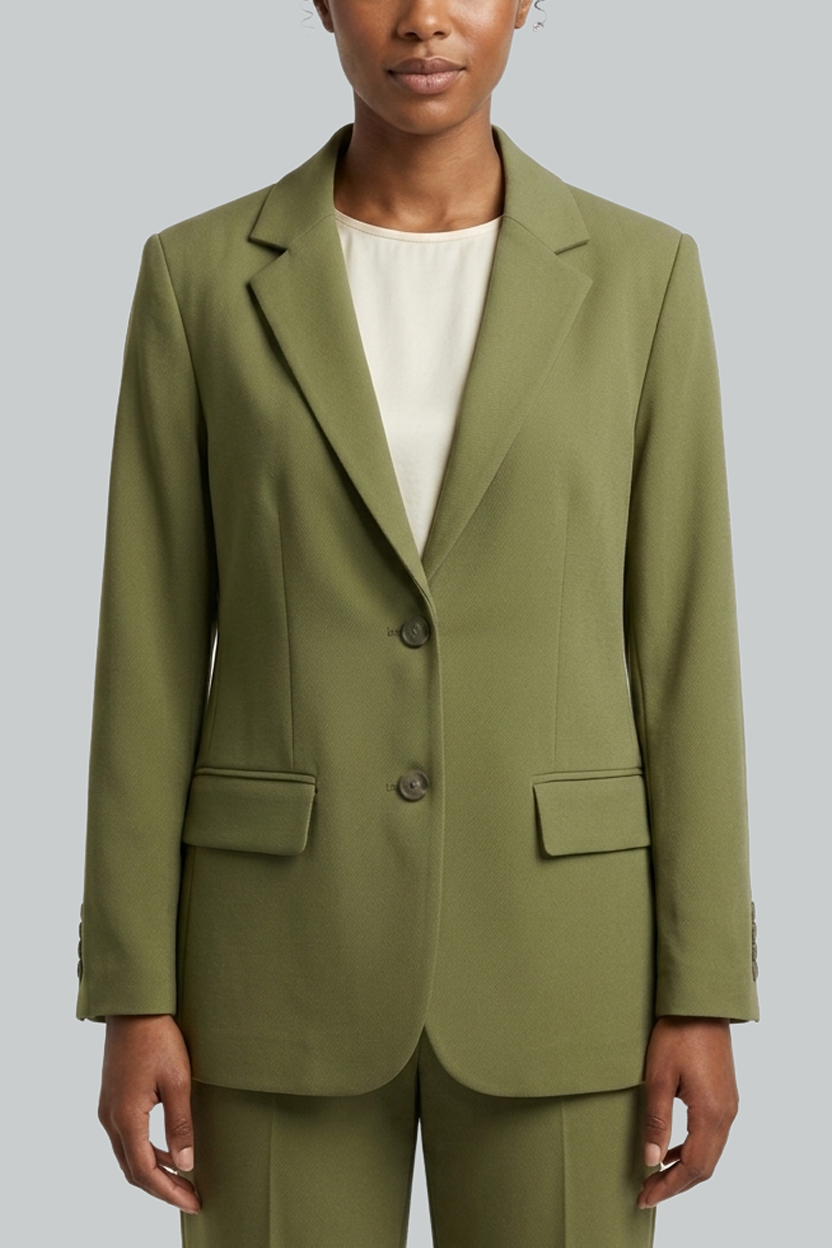 Women Olive Green Two Button Oversized Suit Women Olive Green Two Button Oversized Suit
