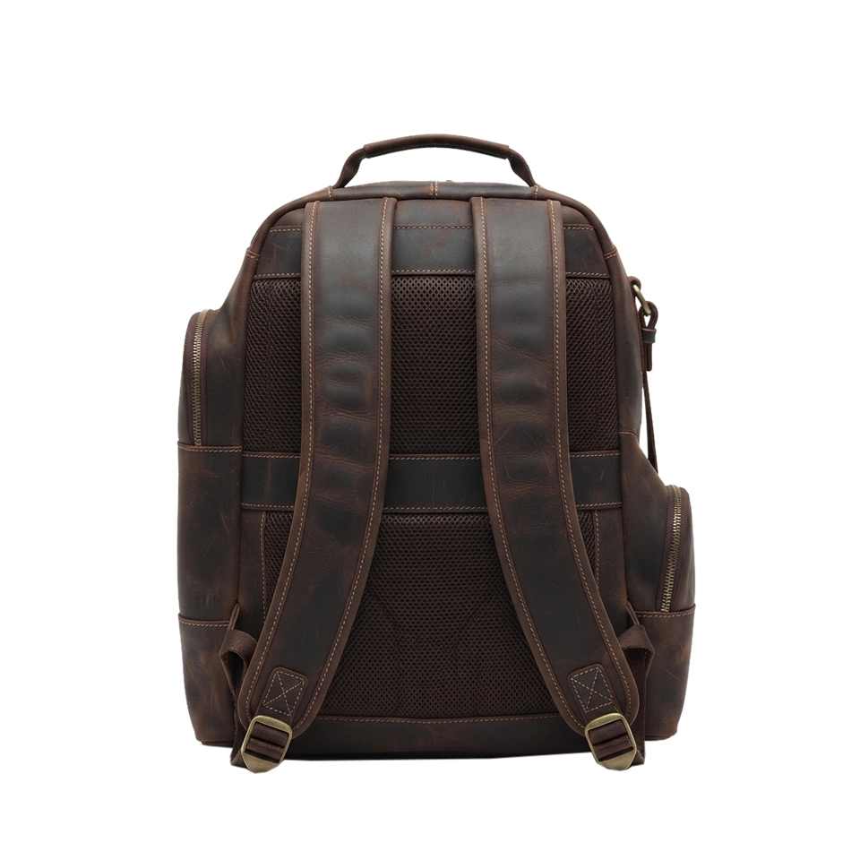 The Standard Dark Brown Leather Laptop Backpack Back View The Standard Dark Brown Leather Laptop Backpack Back View