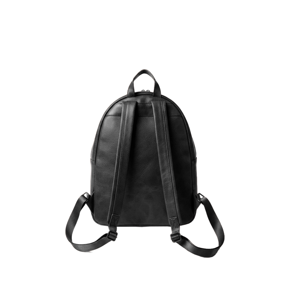Women's Black Leather Shoulder Backpack For School Back View Women's Black Leather Shoulder Backpack For School Back View
