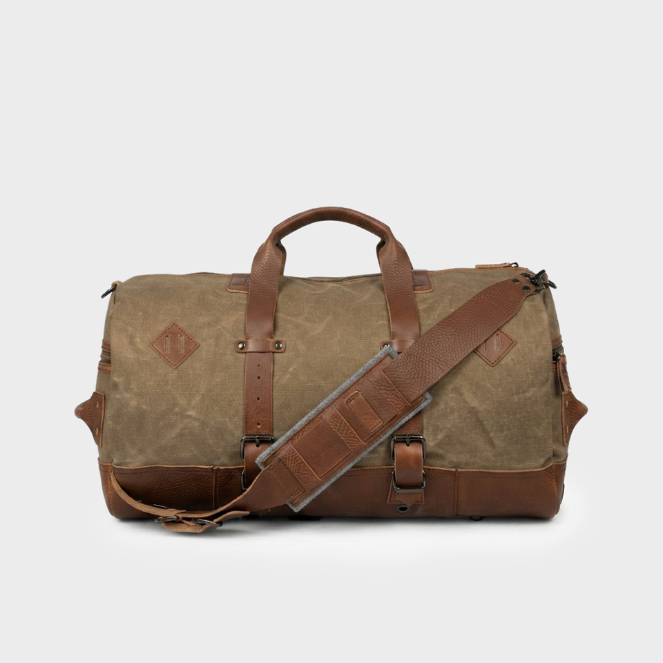Dakota Waxed Canvas Brown Duffle Backpack Front View Dakota Waxed Canvas Brown Duffle Backpack Front View