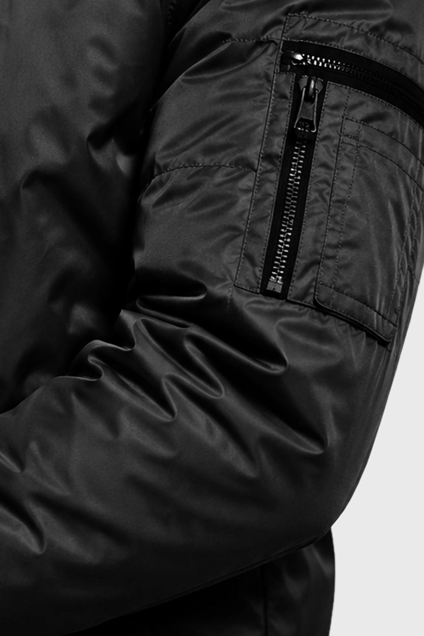 Men’s Black Zip-Up Flight Bomber Jacket Zip View Men’s Black Zip-Up Flight Bomber Jacket Zip View