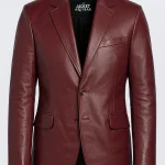 Men’s Two Button Maroon Lambskin Leather Blazer